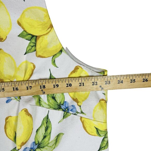 Talbots Dress Womens 18W White Lemon Print Sleeveless Shift Lined Summer - Picture 3 of 8